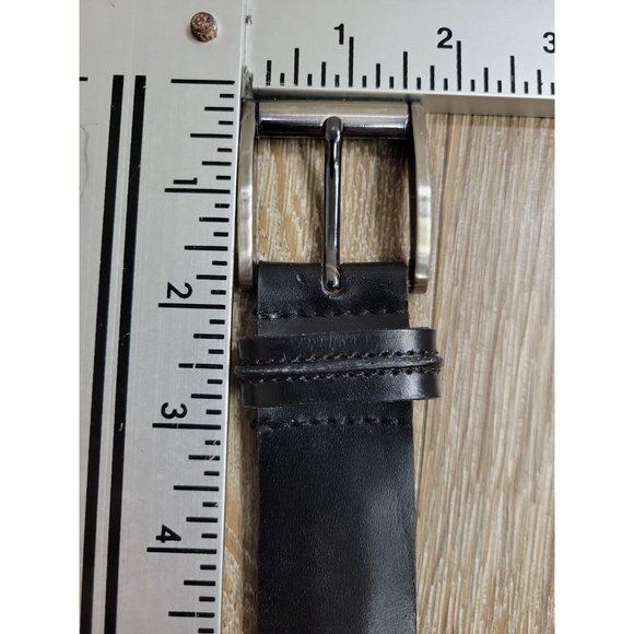 Maggio & Rossetto Black Leather Men's 42 Casual Belt Silver Buckle 1.5" Width - Picture 2 of 11